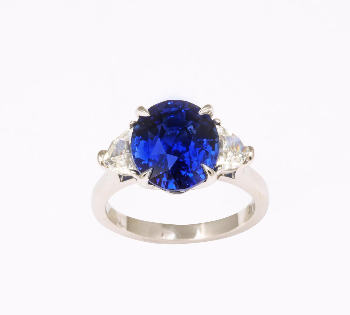 6 Carat Oval Ceylon Blue Sapphire Diamond Platinum Cocktail Ring
