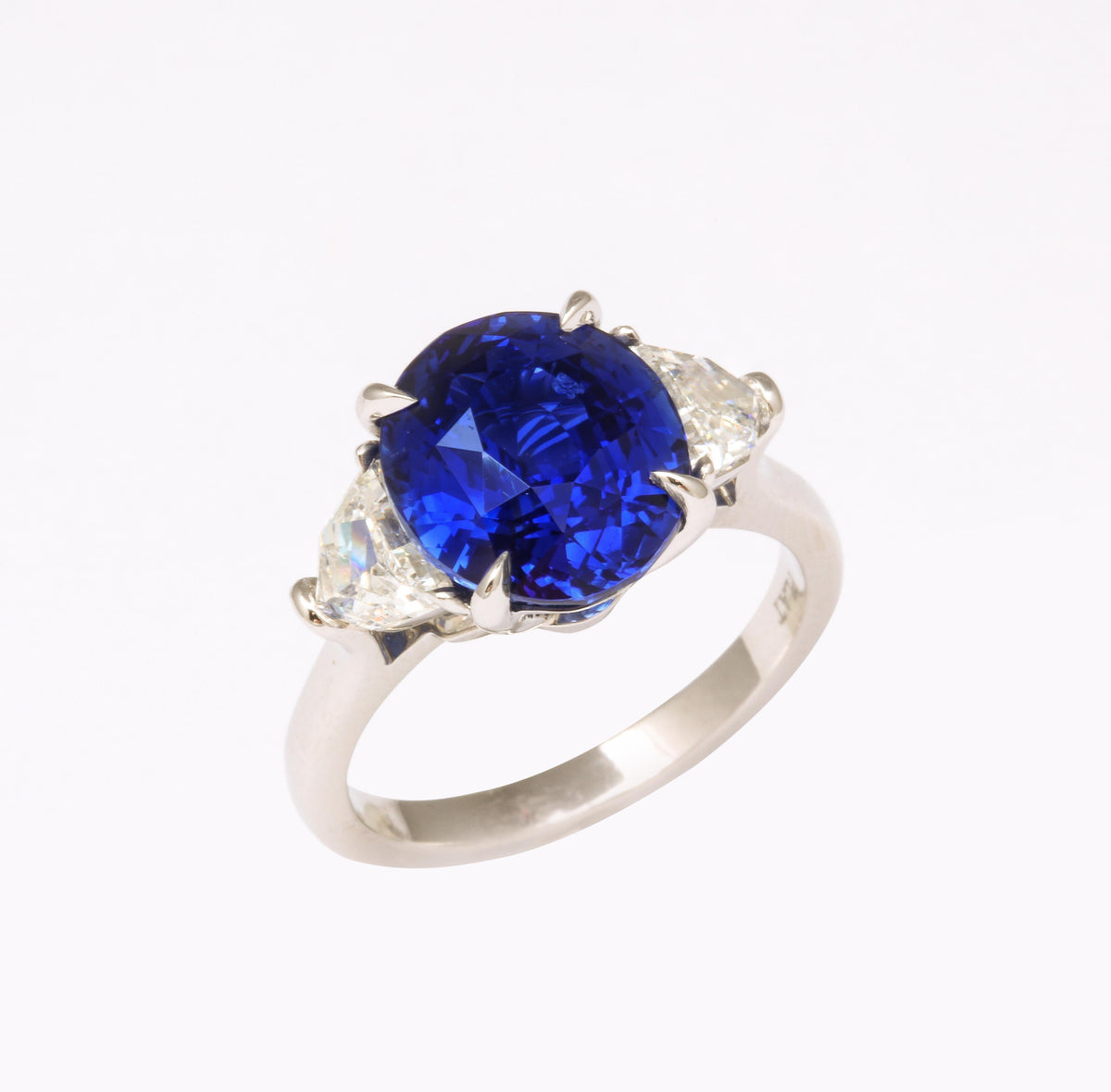 6 Carat Oval Ceylon Blue Sapphire Diamond Platinum Cocktail Ring