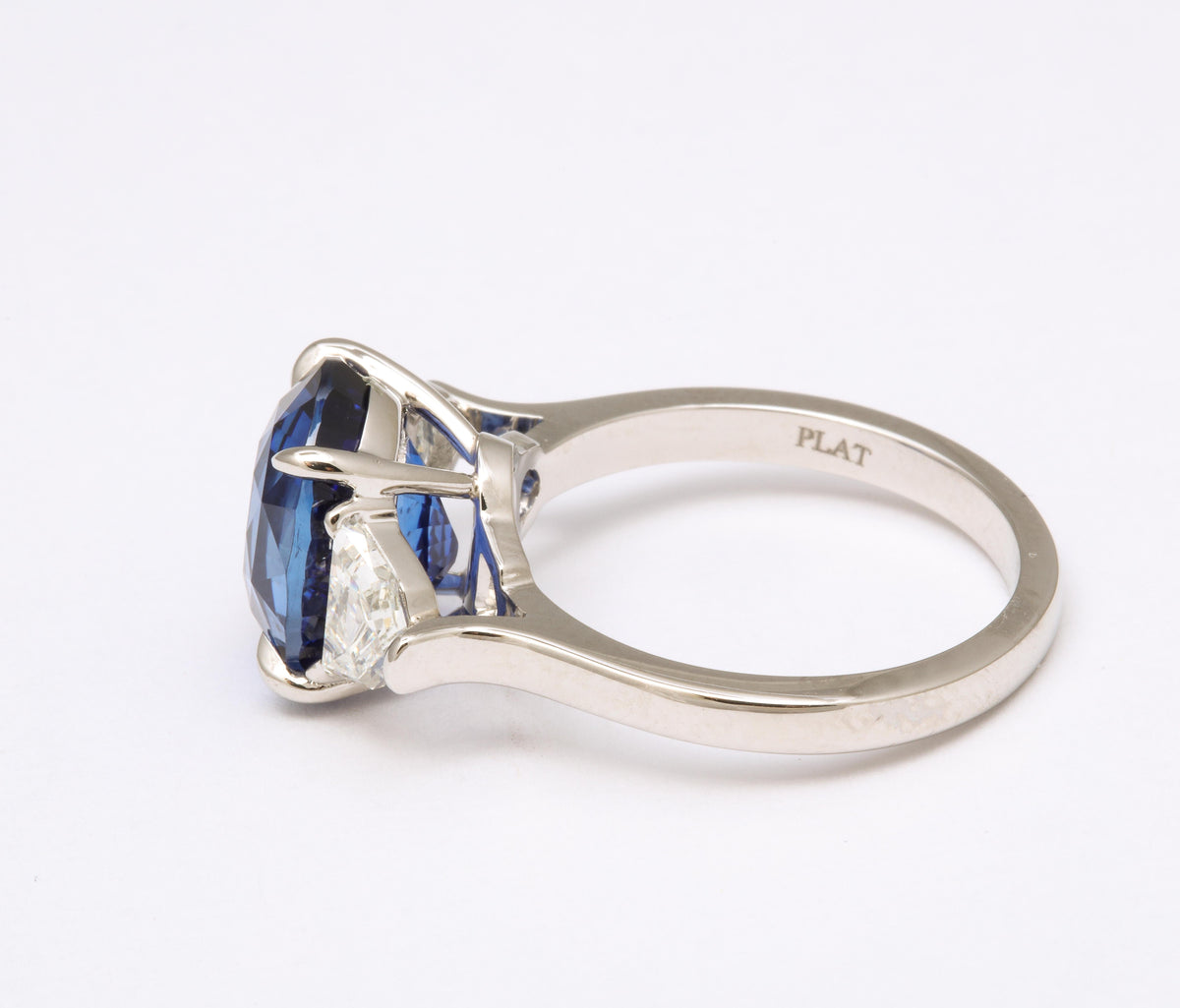6 Carat Oval Ceylon Blue Sapphire Diamond Platinum Cocktail Ring