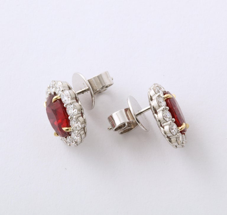 Certified Vivid Red Pigeon Blood Ruby and Diamond White Gold Earrings