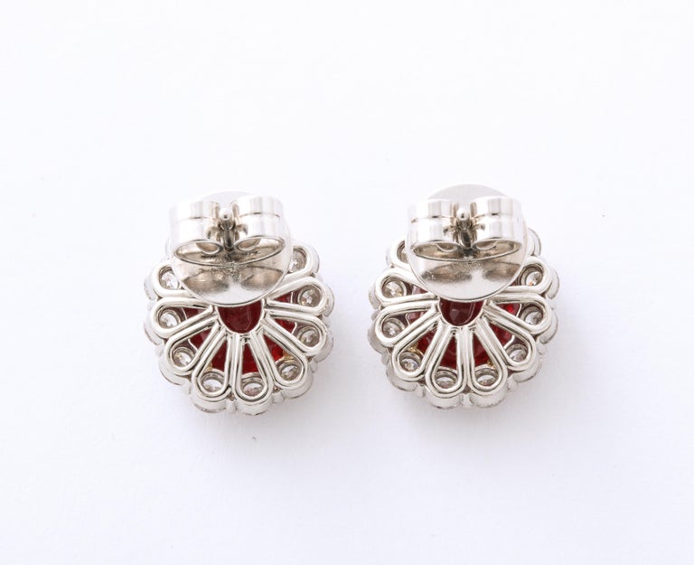 Certified Vivid Red Pigeon Blood Ruby and Diamond White Gold Earrings