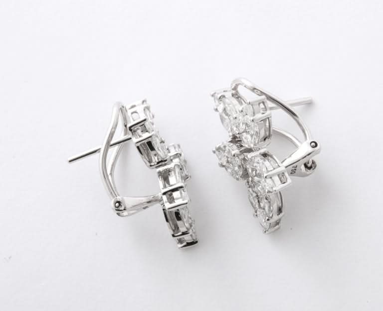 4.22 Carat Diamond Cluster Stud Earrings in 18k White Gold