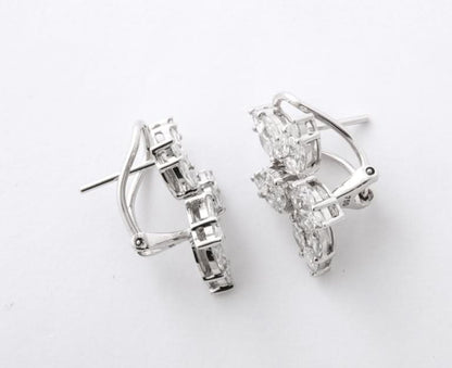 4.22 Carat Diamond Cluster Stud Earrings in 18k White Gold