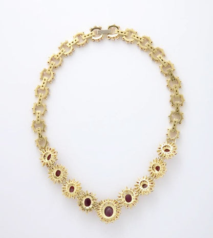 Exquisite 18k Yellow Gold Ruby and Diamond Choker Jewelry Suite