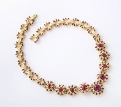 Exquisite 18k Yellow Gold Ruby and Diamond Choker Jewelry Suite