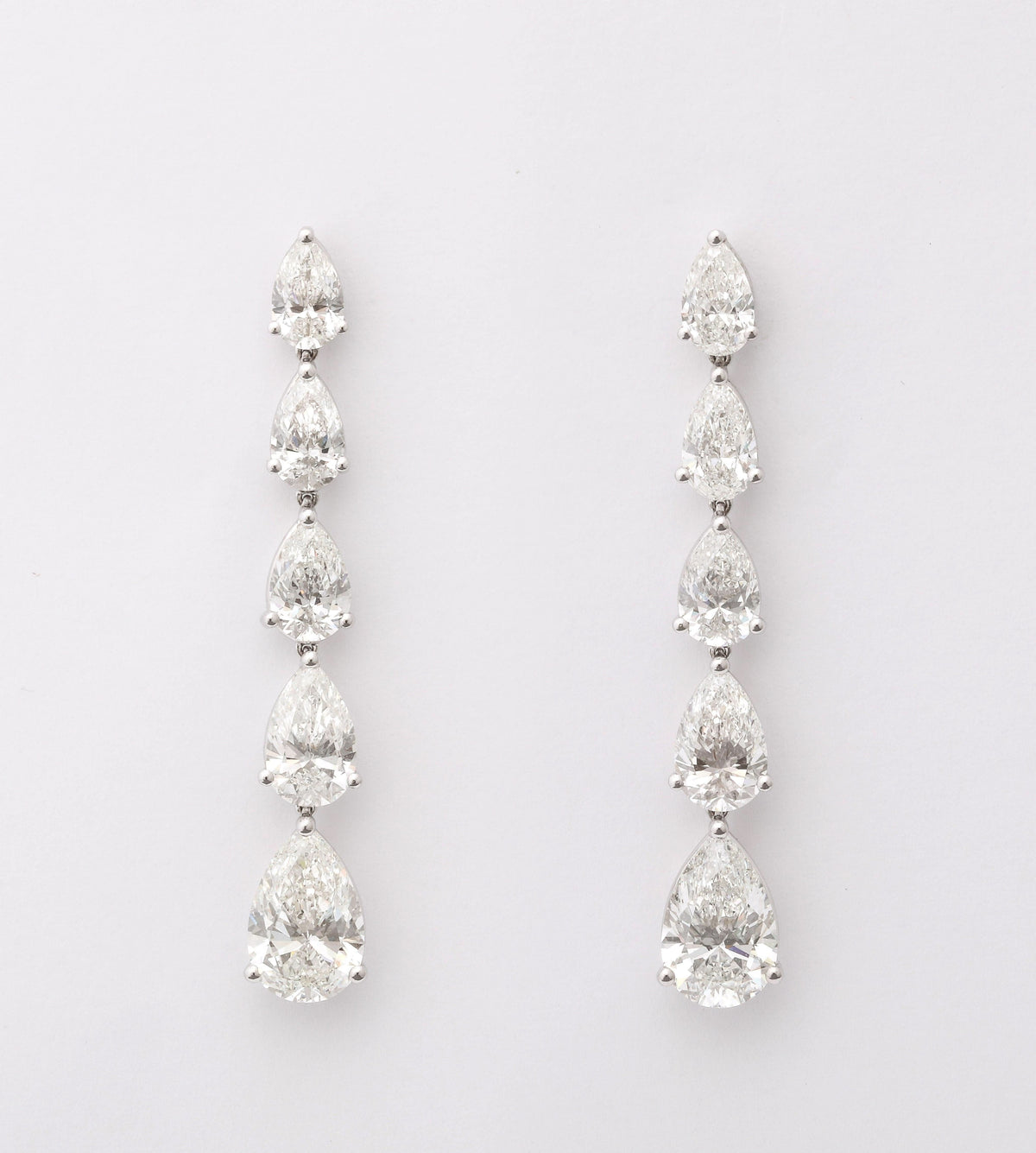 Exquisite 9.51 Carat Pear Shaped Diamond Dangle Drop Earrings
