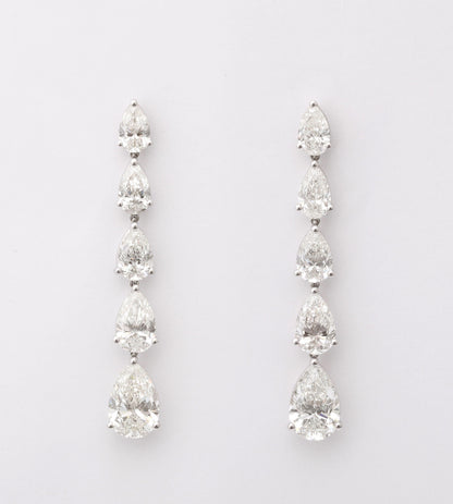 Exquisite 9.51 Carat Pear Shaped Diamond Dangle Drop Earrings