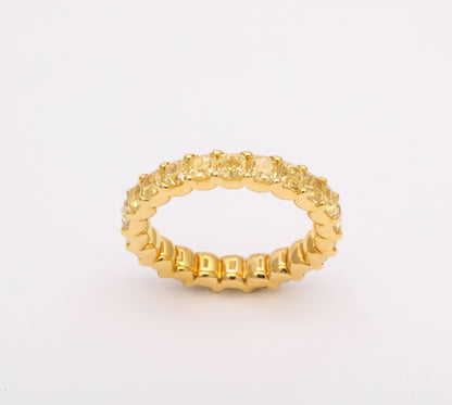 Fancy Yellow Radiant Cut Diamond Eternity Band 18k Gold