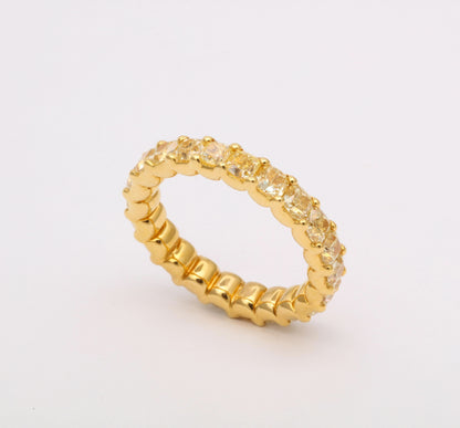 Fancy Yellow Radiant Cut Diamond Eternity Band 18k Gold