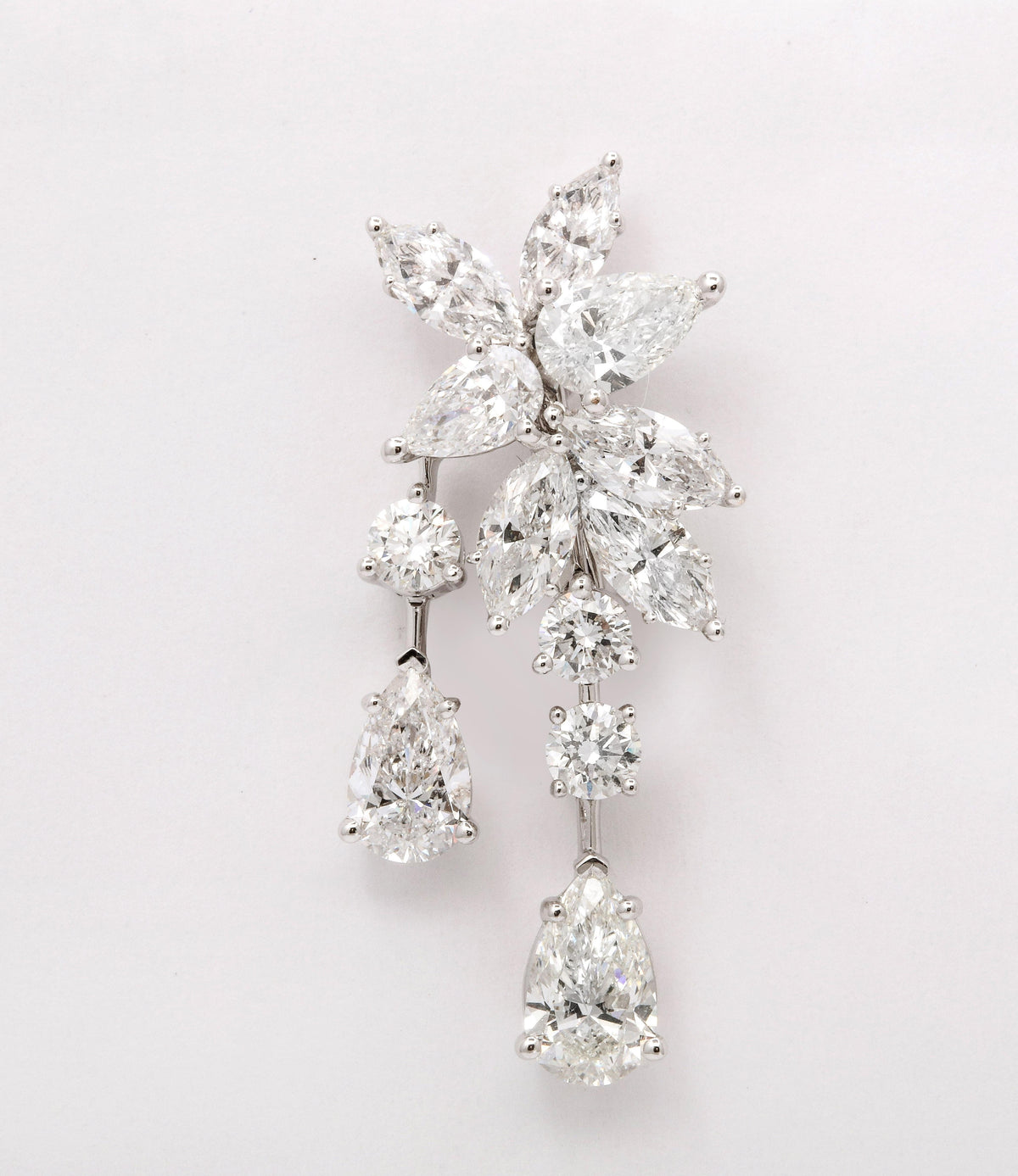 8.70 Carat Diamond Cluster Dangle Earrings in 18k White Gold