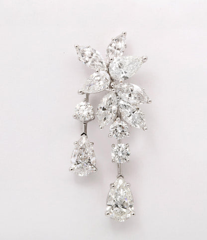 8.70 Carat Diamond Cluster Dangle Earrings in 18k White Gold