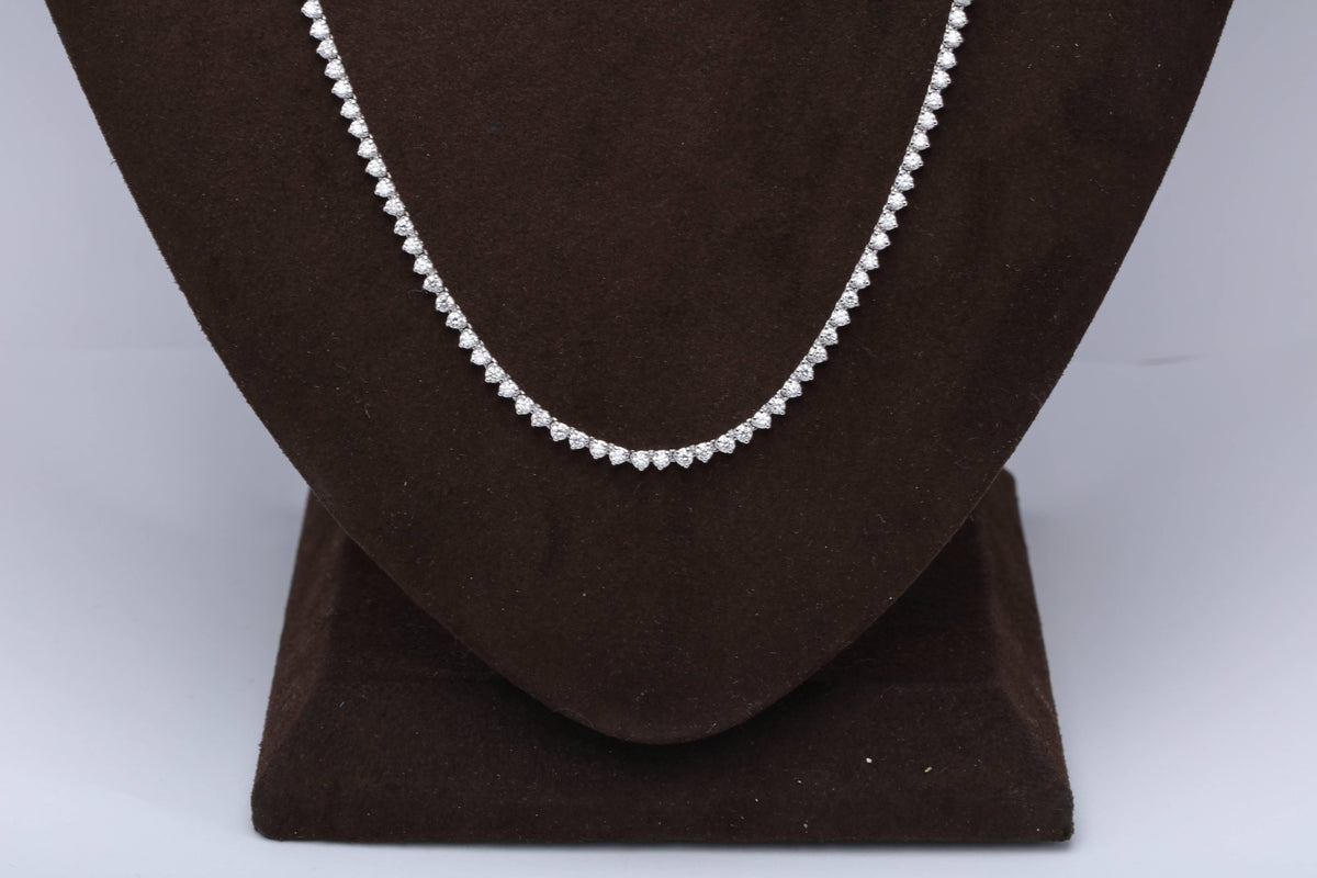 Stunning 12.42 Carat Round Brilliant Diamond Tennis Opera Necklace Gold