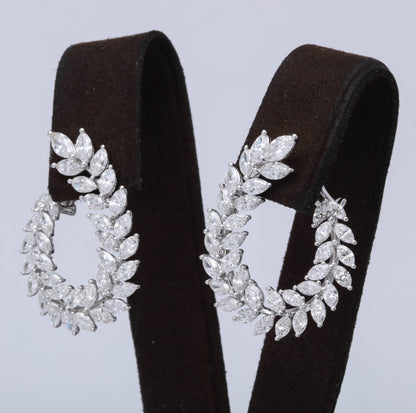 Diamond Scene 18k White Gold 6.97ct Marquise Diamond Swirl Earrings