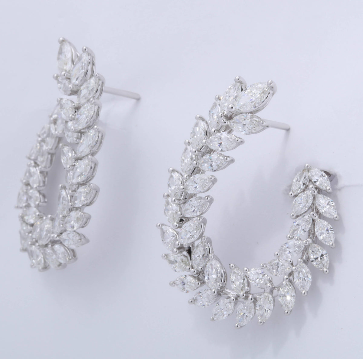 Diamond Scene 18k White Gold 6.97ct Marquise Diamond Swirl Earrings