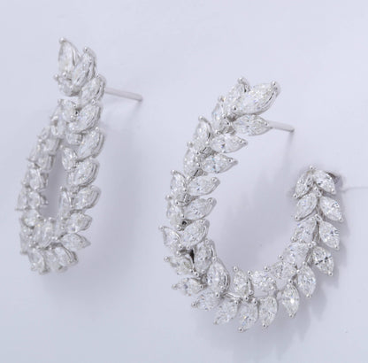 Diamond Scene 18k White Gold 6.97ct Marquise Diamond Swirl Earrings