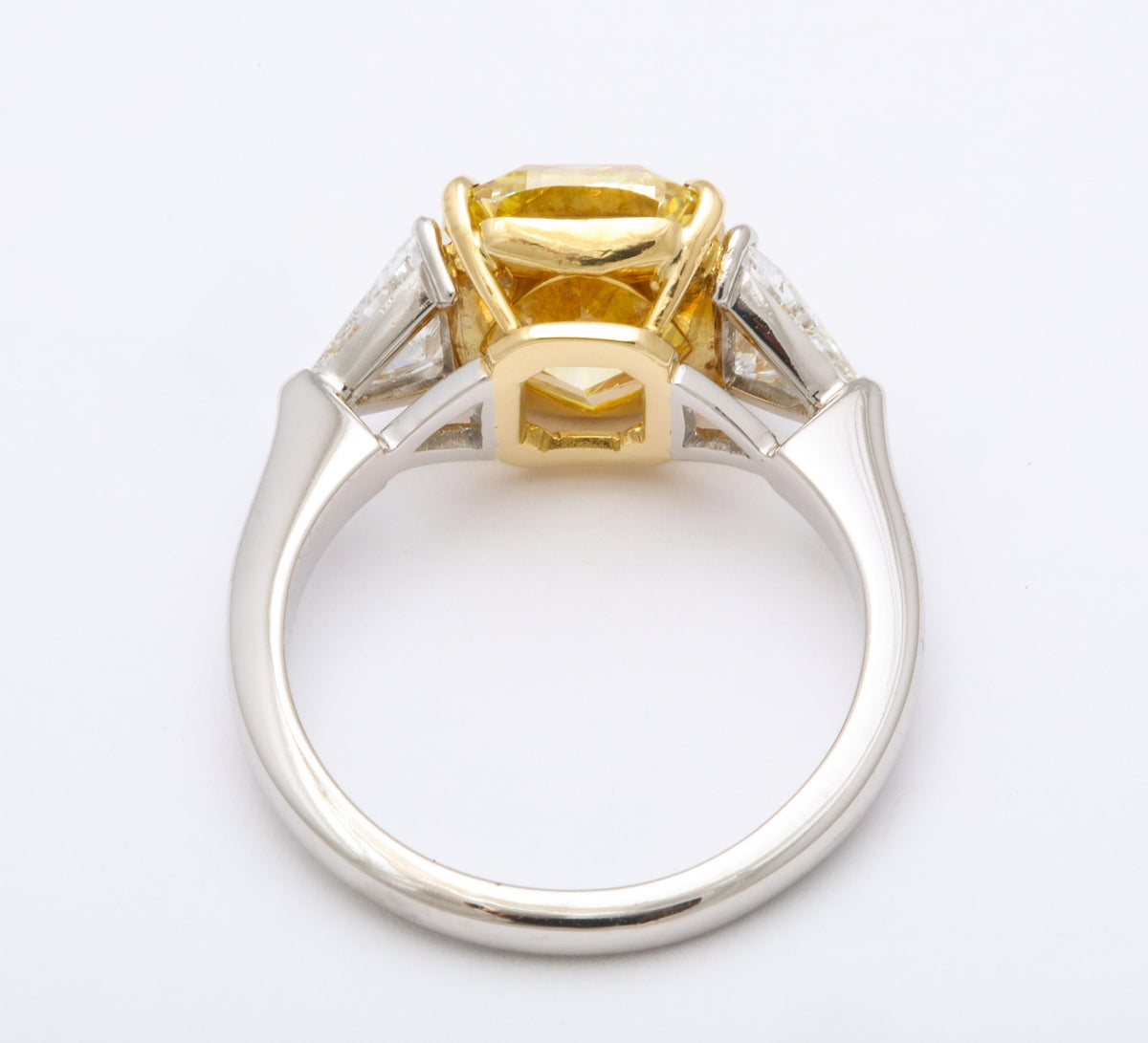 GIA Certified 4 Carat Fancy Intense Yellow Diamond Platinum Ring