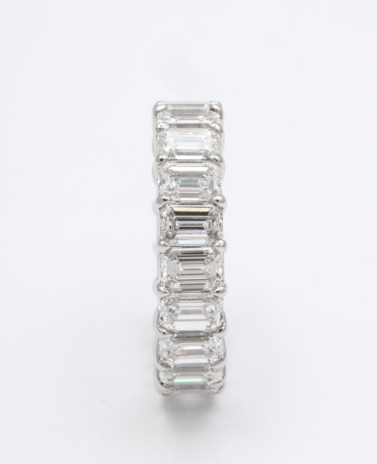 Exquisite 5.93 Carat Emerald Cut Diamond Eternity Band White Gold