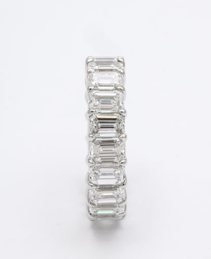 Exquisite 5.93 Carat Emerald Cut Diamond Eternity Band White Gold