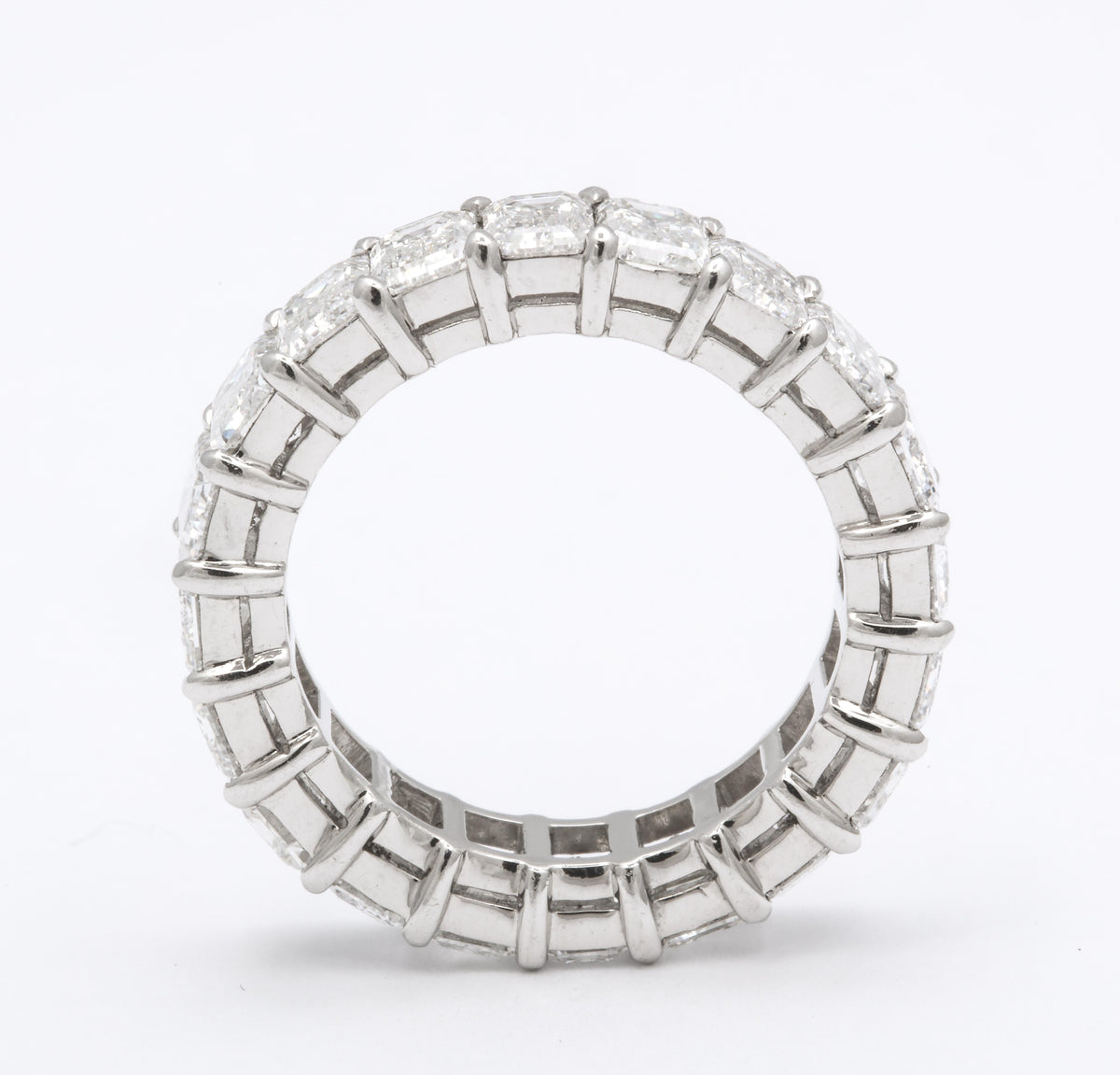 Exquisite 5.93 Carat Emerald Cut Diamond Eternity Band White Gold
