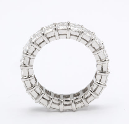 Exquisite 5.93 Carat Emerald Cut Diamond Eternity Band White Gold