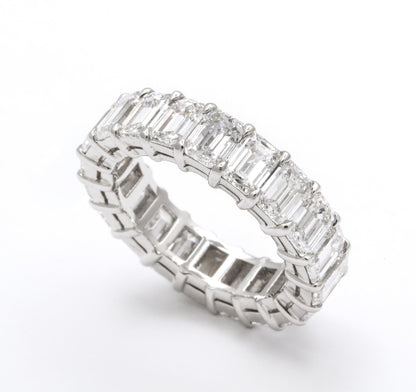 Exquisite 5.93 Carat Emerald Cut Diamond Eternity Band White Gold
