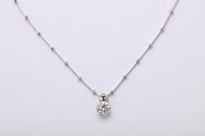GIA Certified 2.05 Carat Round Diamond Solitaire 18k White Gold Necklace