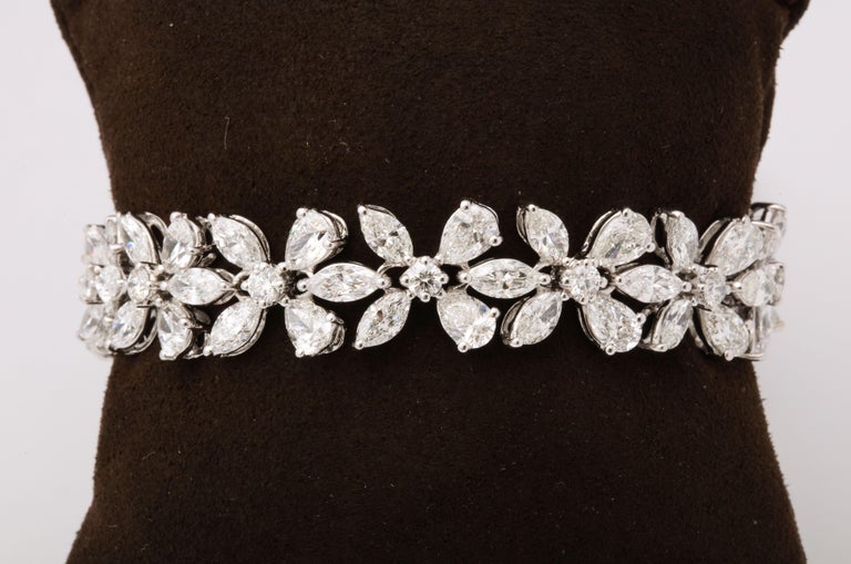 Timeless 17.65 Carat Pear and Marquise Diamond Platinum Bracelet