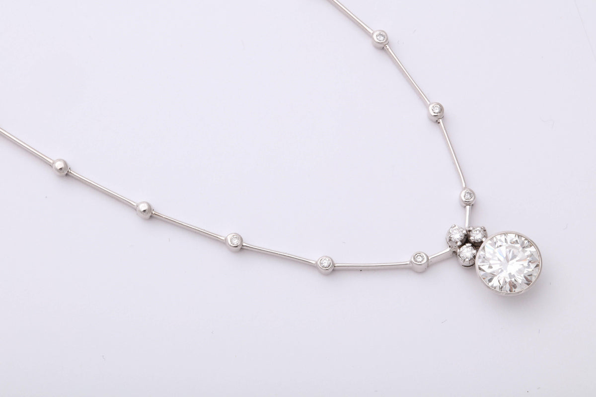 GIA Certified 2.05 Carat Round Diamond Solitaire 18k White Gold Necklace