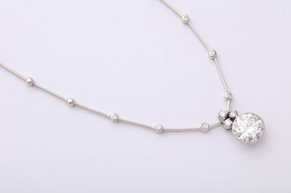 GIA Certified 2.05 Carat Round Diamond Solitaire 18k White Gold Necklace