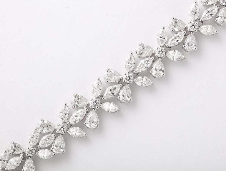 Timeless 17.65 Carat Pear and Marquise Diamond Platinum Bracelet