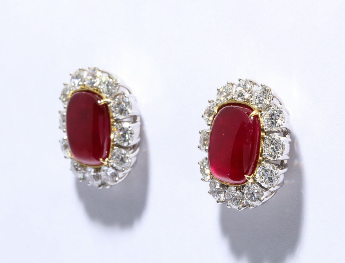 Exquisite Burma Ruby and Diamond Platinum Clip-on Earrings