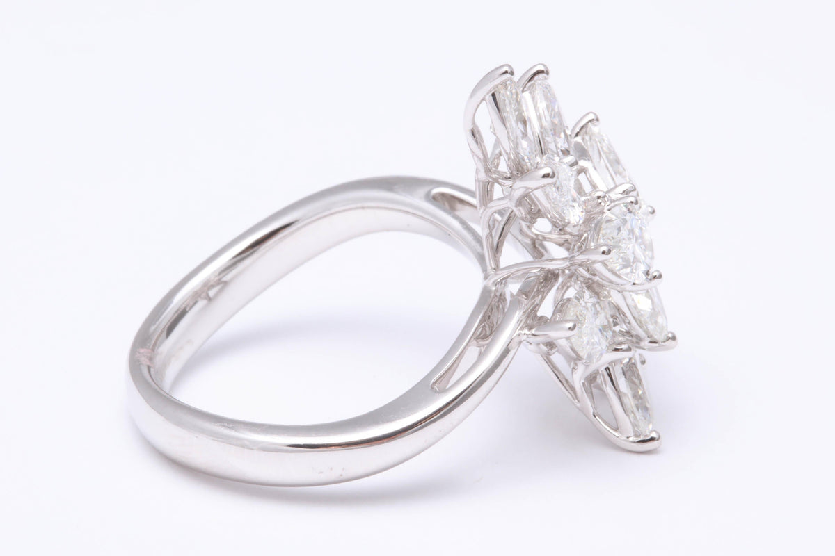 Exquisite 4.01 Carat Pear and Marquise Diamond Cluster Cocktail Ring