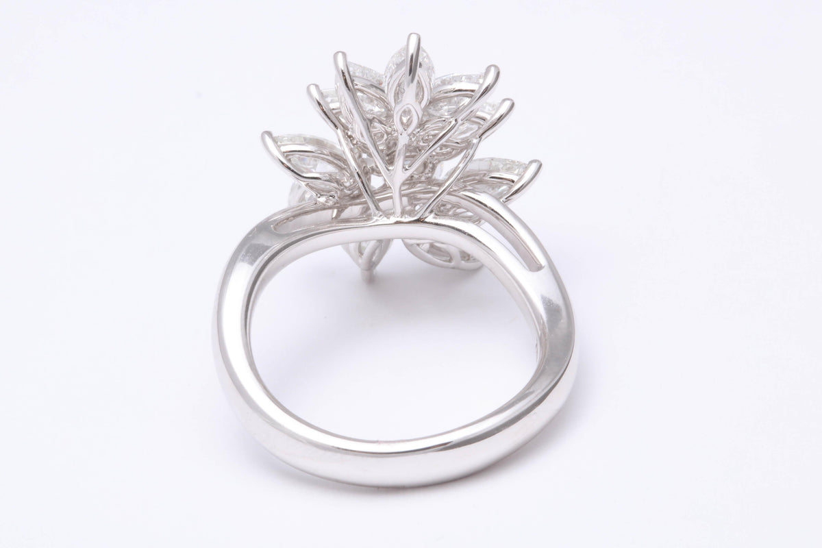 Exquisite 4.01 Carat Pear and Marquise Diamond Cluster Cocktail Ring