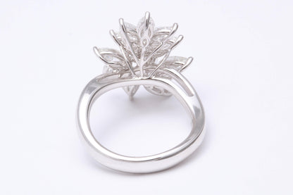 Exquisite 4.01 Carat Pear and Marquise Diamond Cluster Cocktail Ring