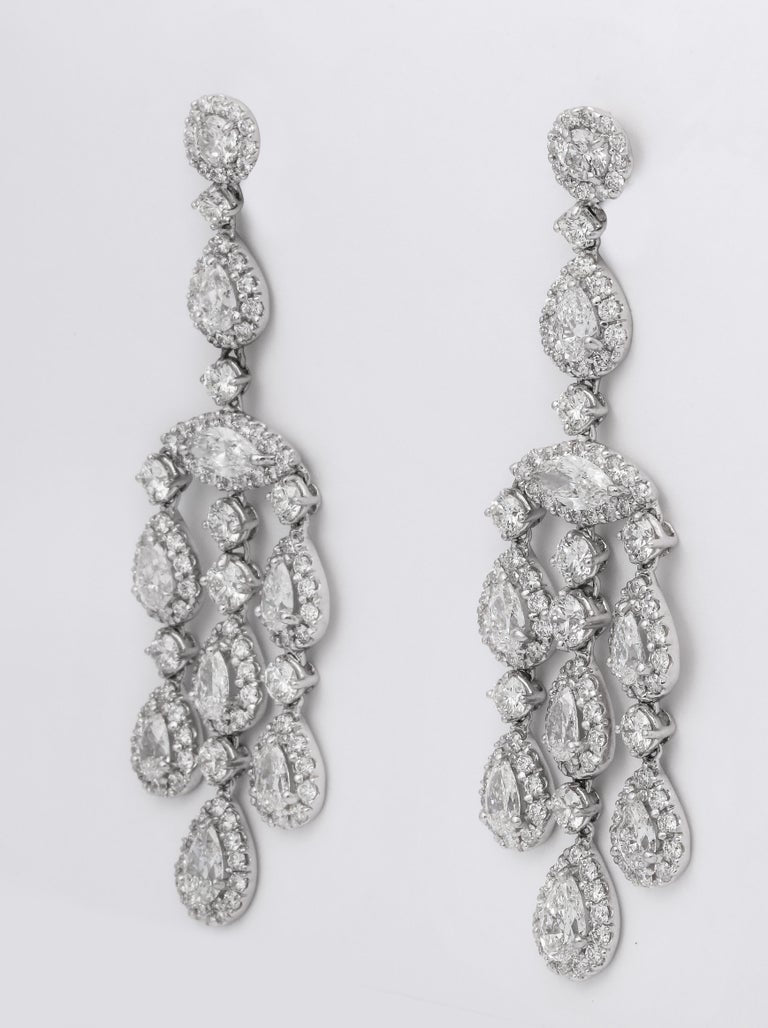Magnificent 23 Carat Diamond Chandelier Earrings in 18k White Gold