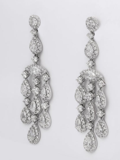 Magnificent 23 Carat Diamond Chandelier Earrings in 18k White Gold
