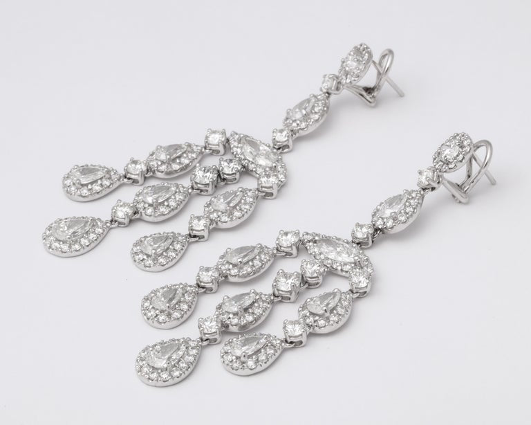 Magnificent 23 Carat Diamond Chandelier Earrings in 18k White Gold