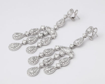 Magnificent 23 Carat Diamond Chandelier Earrings in 18k White Gold