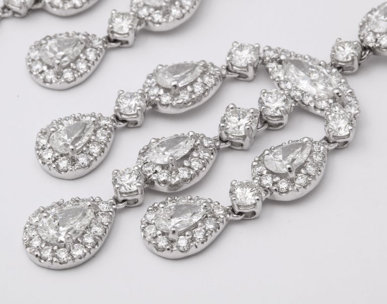 Magnificent 23 Carat Diamond Chandelier Earrings in 18k White Gold