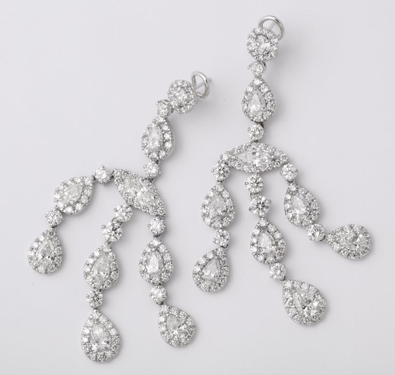 Magnificent 23 Carat Diamond Chandelier Earrings in 18k White Gold