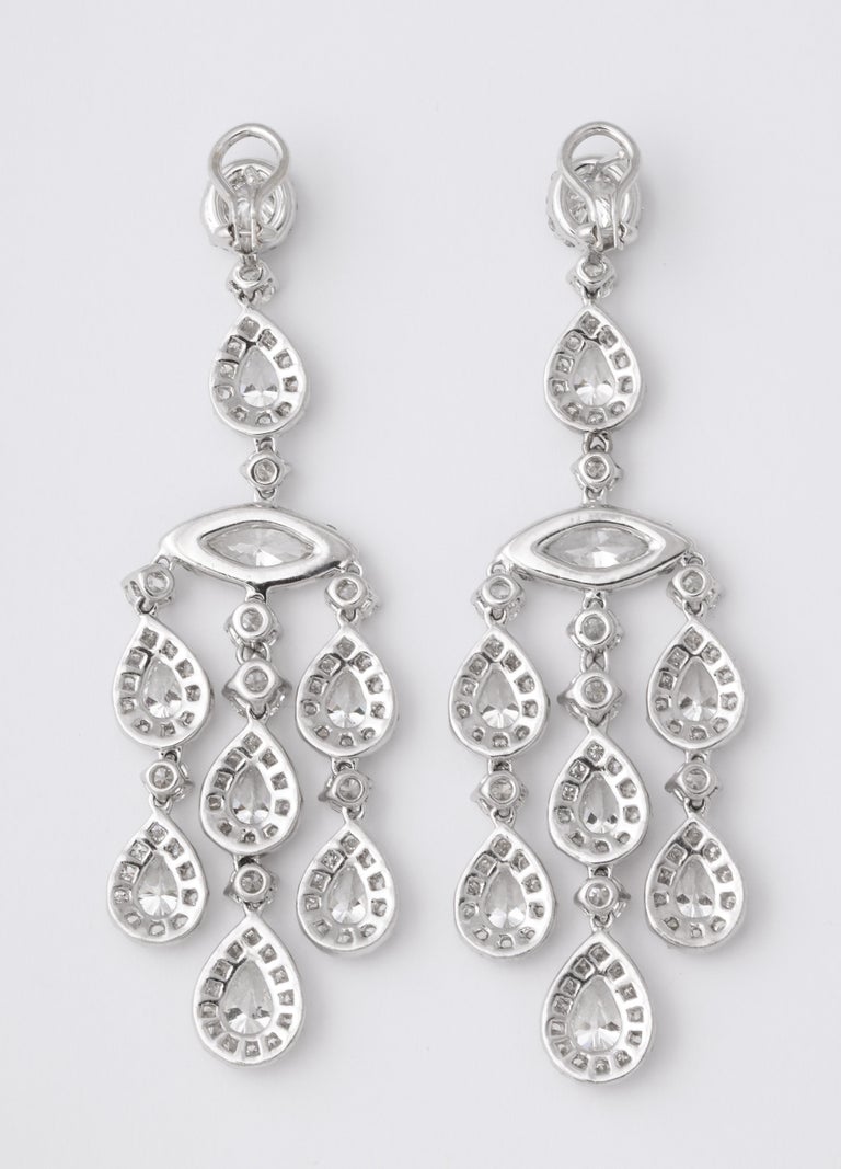 Magnificent 23 Carat Diamond Chandelier Earrings in 18k White Gold
