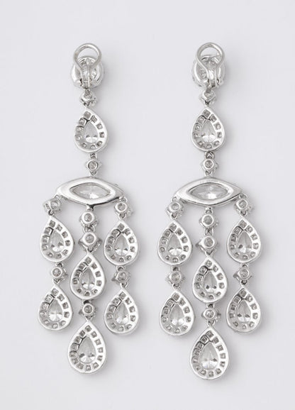 Magnificent 23 Carat Diamond Chandelier Earrings in 18k White Gold