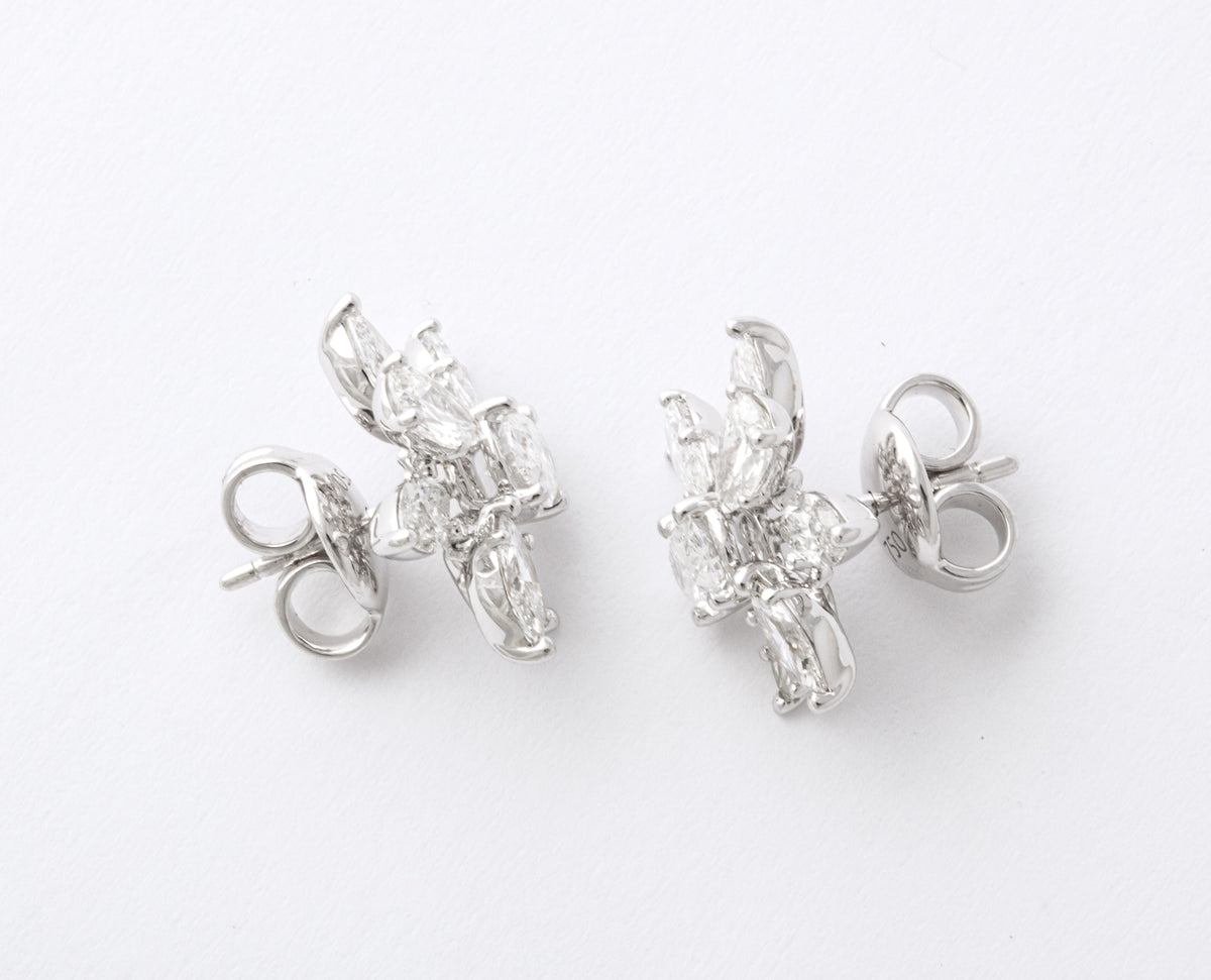 Diamond Scene 3.85ct Diamond Cluster 18k White Gold Stud Earrings