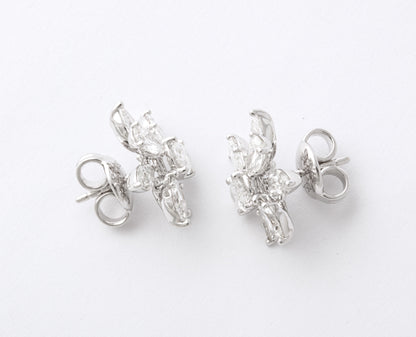 Diamond Scene 3.85ct Diamond Cluster 18k White Gold Stud Earrings
