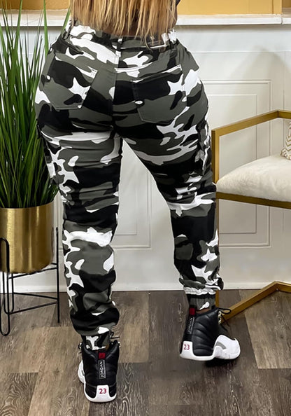 Women Camo Cargo Pants Camouflage Sweatpants Joggers Casual Army Fatigue Pants