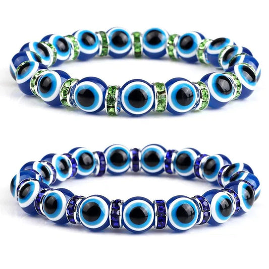 New Fashion Crystal Turkish Lucky Evil Eye Bracelets Blue Evil Eye Bead Bracelet Men Women Handmade Lucky Jewelry Charm Bracelet Female Dropshipping