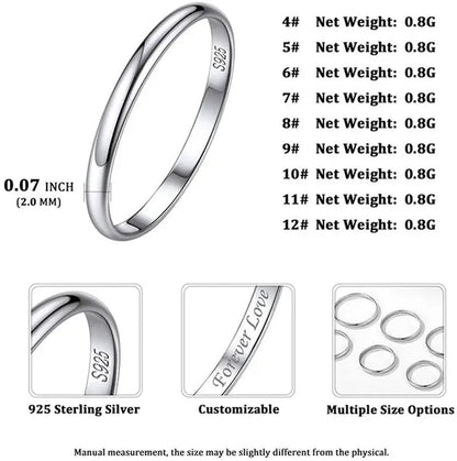 ChicSilver Ring Solid 925 Sterling Silver 2/3mm Thin Plain Dome High Polish Wedding Band Rings for Him and Her Size 4-12