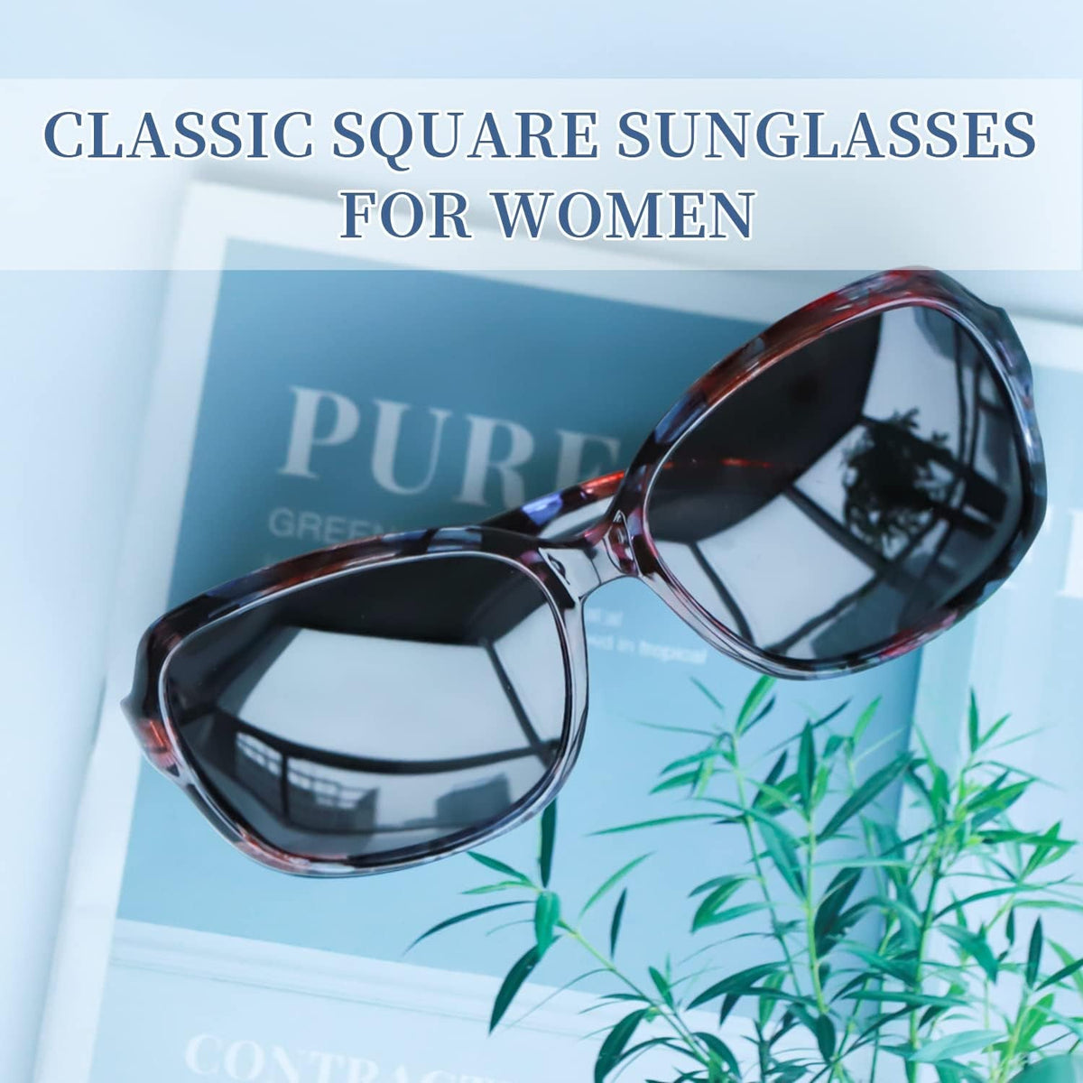 Small Wrap Sunglasses for Women | Lightweight Square Frame with 100% UV400 | Polarized Shade for Womens