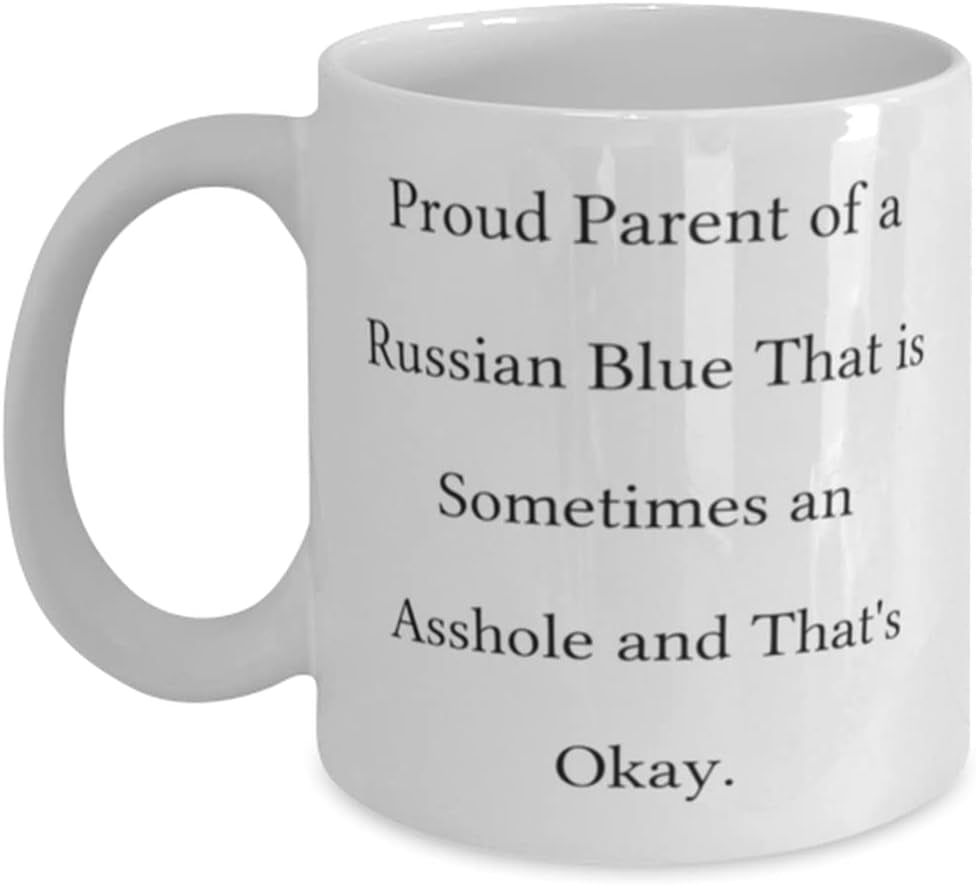 Funny Russian Blue Cat 11Oz 15Oz Mug, Proud Parent of a Russian Blue, for Friends, Present from Friends, Cup for Russian Blue Cat
