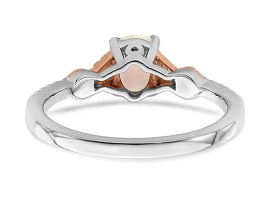 3/4 Carat (ctw) Opal Ring in 14K White and Rose Pink Gold with Accent Diamonds